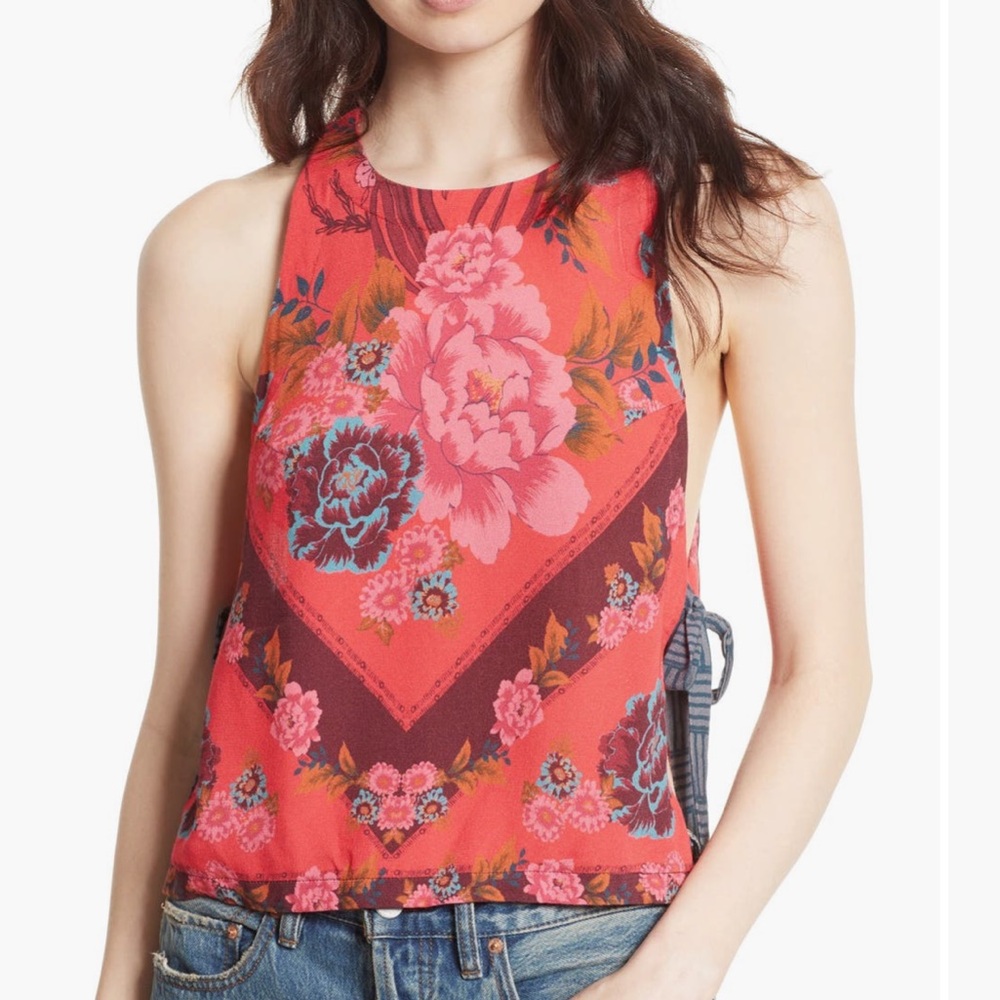 Free People Floral Pink and Red Camisole